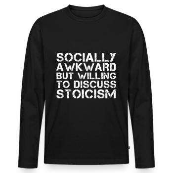 Stoïcisme Dire socialement maladroit - T-shirt manches longues Premium bio Homme - noir - Devant - Nico (187cm)
