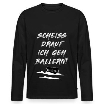 Scheiss drauf ich geh Ballern! - Techno Hardstyle - Männer Premium Bio Langarmshirt - Schwarz - Vorne - Nico (187cm)