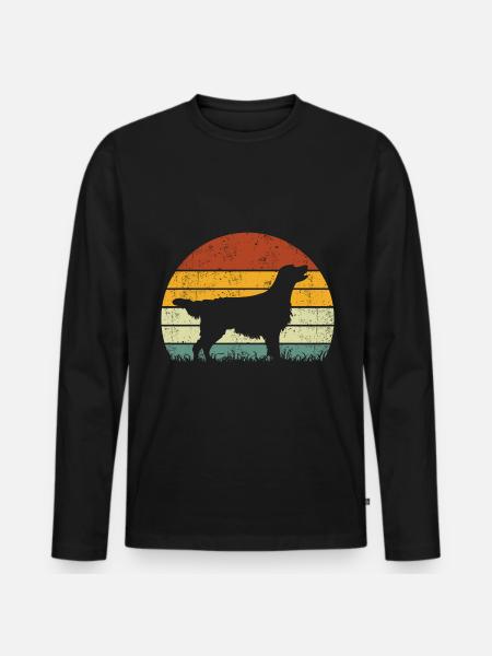 Flat Coated Retriever vintage retro - Premium økologisk langermet T-skjorte for menn - svart