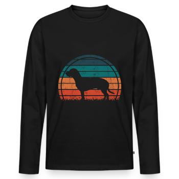 Hanovrien Hanover Sweat Dog Vintage Rétro - T-shirt manches longues Premium bio Homme - noir - Devant - Nico (187cm)