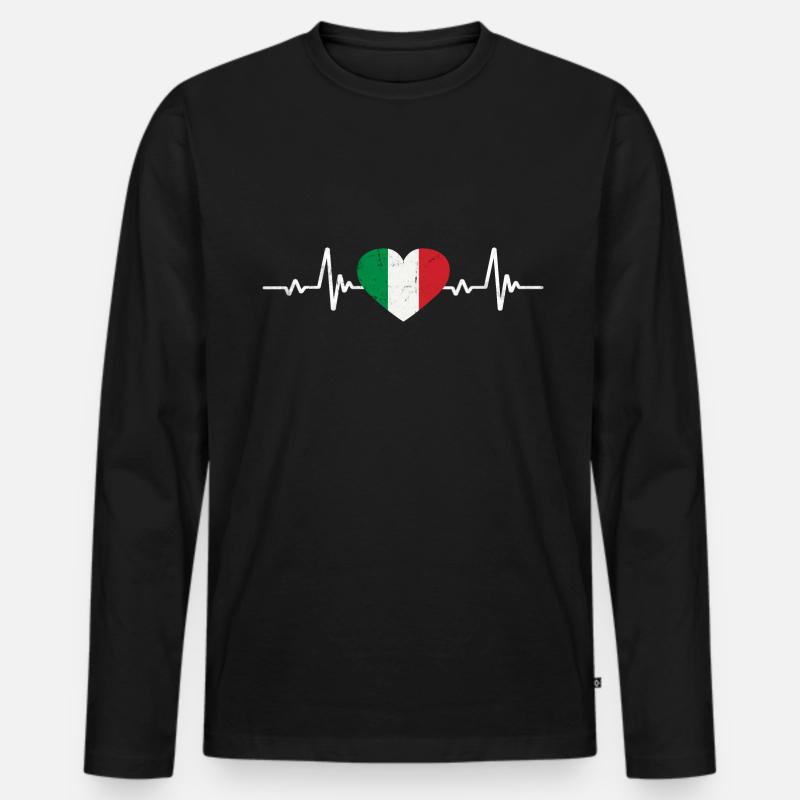 Cuore d'Italia - Maglia a manica lunga ecologica premium da uomo - nero