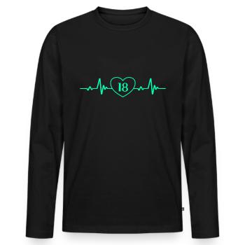 18. Geburtstag Herz 18 - Männer Premium Bio Langarmshirt - Schwarz - Vorne - Nico (187cm)