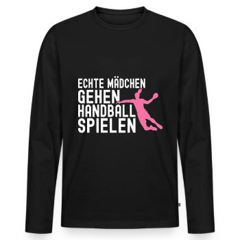 Handball Geschenk für Handballer Handballspieler - Männer Premium Bio Langarmshirt - Schwarz - Vorne - Nico (187cm)