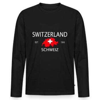 Schweiz T-shirt Geschenkidee - Männer Premium Bio Langarmshirt - Schwarz - Vorne - Nico (187cm)