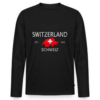 Schweiz T-shirt Geschenkidee - Männer Premium Bio Langarmshirt - Schwarz - Vorne - Nico (187cm)