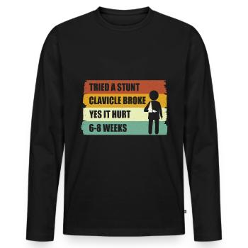 Clavicule cassée Clavicule cassée - T-shirt manches longues Premium bio Homme - noir - Devant - Nico (187cm)