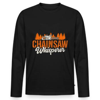 Idée cadeau de tronçonneuse Fabrication de bois Bûcherons - T-shirt manches longues Premium bio Homme - noir - Devant - Nico (187cm)