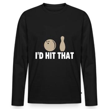 Bowling Bowler Gutter Strike Replacement Needles - Men's Premium Organic Long Sleeve Shirt - black - Front - Nico (187cm)