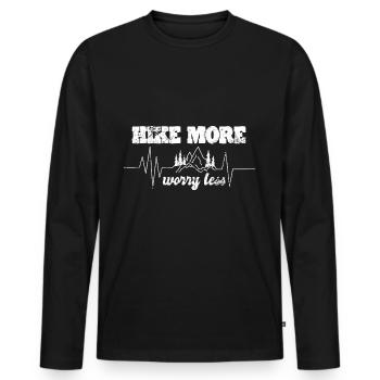 Lustiges Outdoor Outfit für Wanderer - Männer Premium Bio Langarmshirt - Schwarz - Vorne - Nico (187cm)