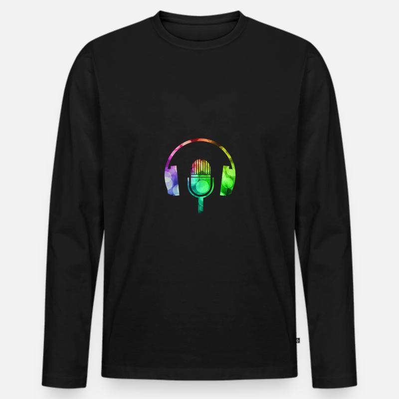 Micro und Headset - Männer Premium Bio Langarmshirt - Schwarz