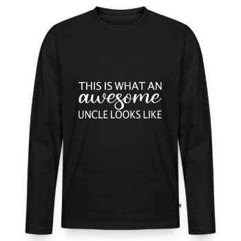 Uncle Godfather Hero Gift for Godfather - Men's Premium Organic Long Sleeve Shirt - black - Front - Nico (187cm)