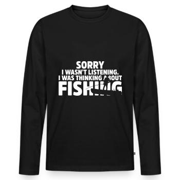 Pêcheur Drôle pêche Pêche à la mouche Poisson - T-shirt manches longues Premium bio Homme - noir - Devant - Nico (187cm)