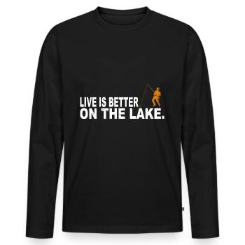 Fischen Dad Geschenkidee - Männer Premium Bio Langarmshirt - Schwarz - Vorne - Nico (187cm)