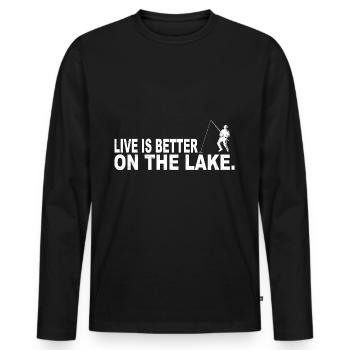 Fischen Dad Geschenkidee - Männer Premium Bio Langarmshirt - Schwarz - Vorne - Nico (187cm)