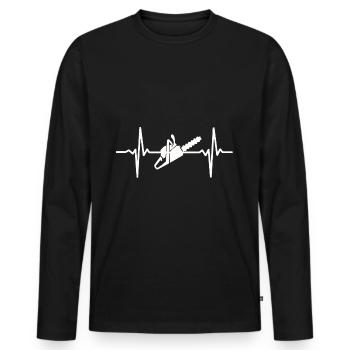 Chainsaw heartbeat chainsaw lumberjack forester - Men's Premium Organic Long Sleeve Shirt - black - Front - Nico (187cm)