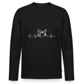 Battements de cœur - T-shirt manches longues Premium bio Homme - noir - Devant - Nico (187cm)