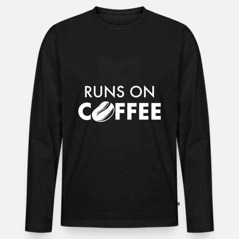 Kaffee - Männer Premium Bio Langarmshirt - Schwarz