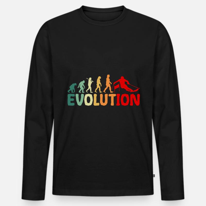 Evolution of Skiing - Männer Premium Bio Langarmshirt - Schwarz