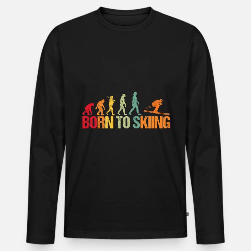 Evolution of Skiing - Männer Premium Bio Langarmshirt - Schwarz