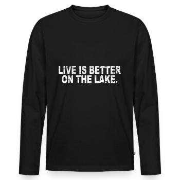 Idée cadeau de papa pêcheur - T-shirt manches longues Premium bio Homme - noir - Devant - Nico (187cm)