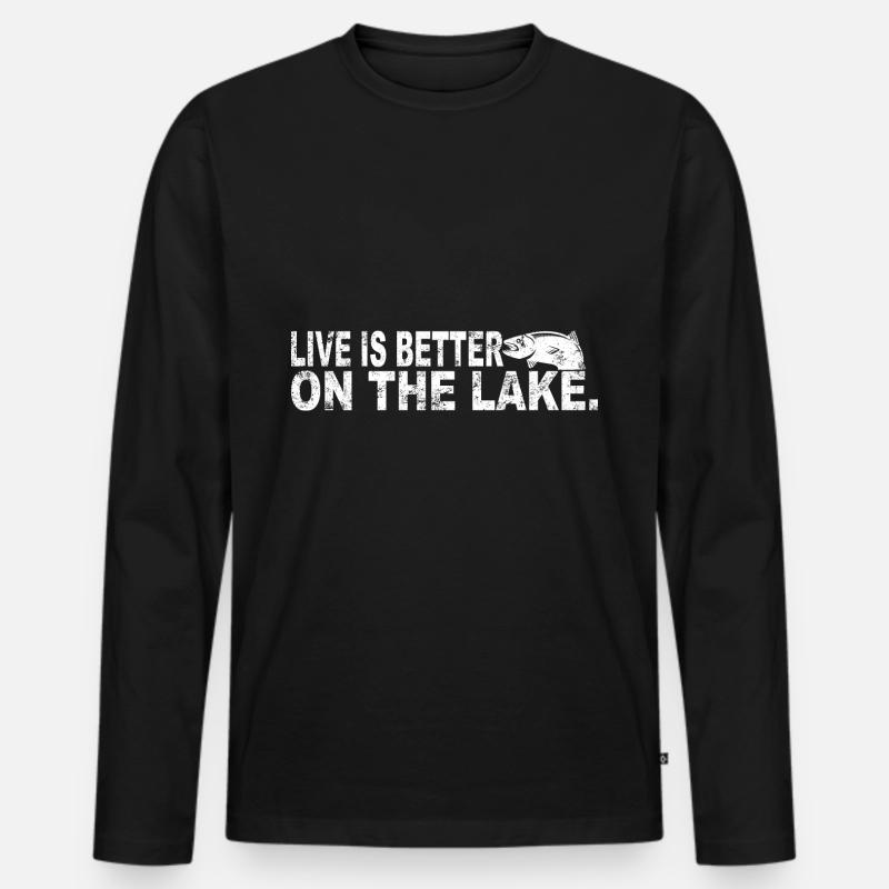 Fischen Dad Geschenkidee - Männer Premium Bio Langarmshirt - Schwarz