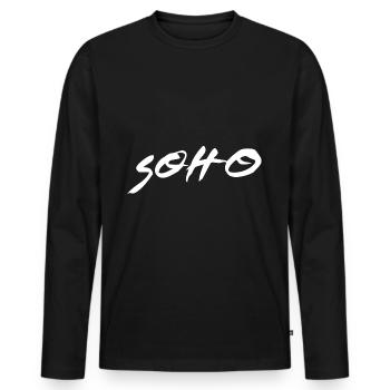 Soho design in white - Men's Premium Organic Long Sleeve Shirt - black - Front - Nico (187cm)
