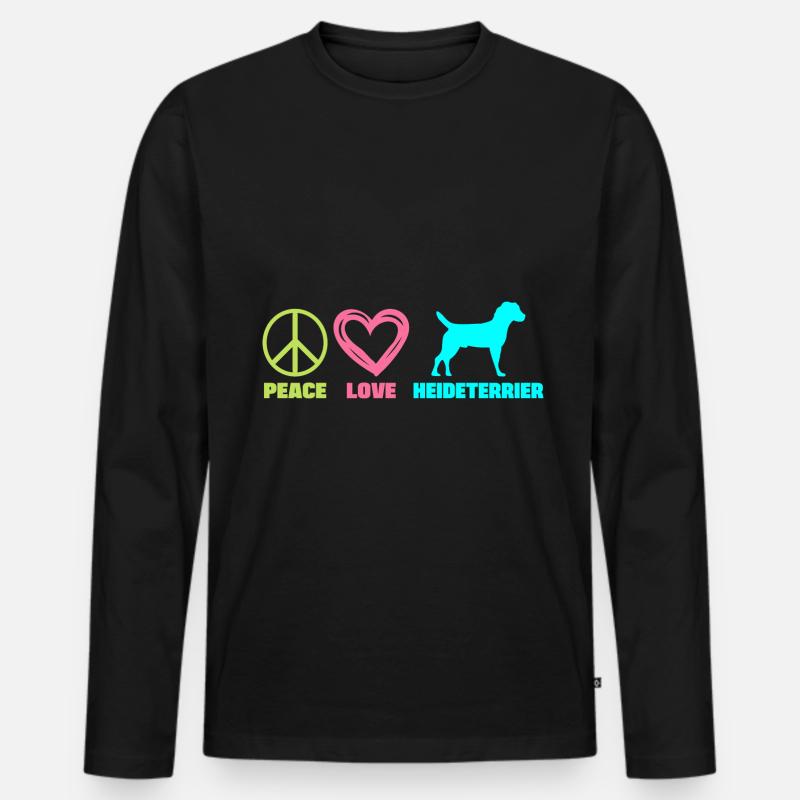 Heideterrier Mama Peace Love - Männer Premium Bio Langarmshirt - Schwarz