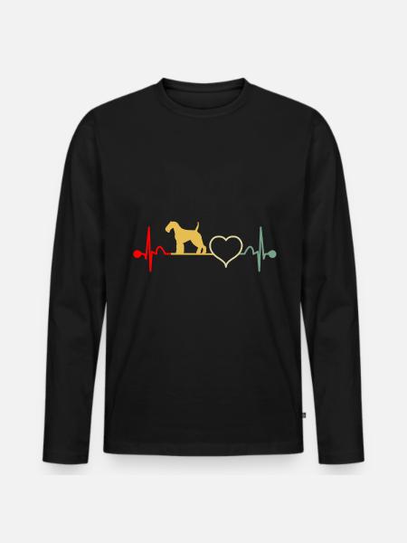 Welsh Terrier Herzschlag Vintage - Männer Premium Bio Langarmshirt - Schwarz