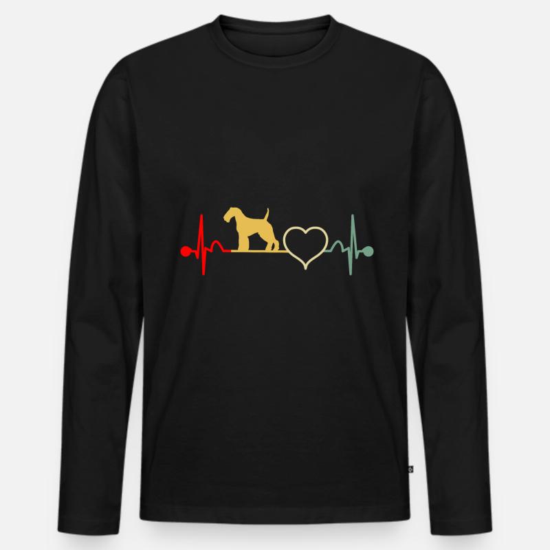 Welsh Terrier Herzschlag Vintage - Männer Premium Bio Langarmshirt - Schwarz