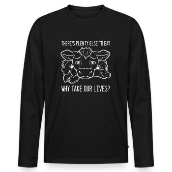 Animal rights vegan gift - Men's Premium Organic Long Sleeve Shirt - black - Front - Nico (187cm)