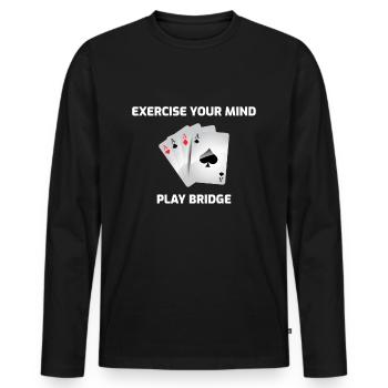 Card Games Casino Bridge Player Gamer Gift - Men's Premium Organic Long Sleeve Shirt - black - Front - Nico (187cm)
