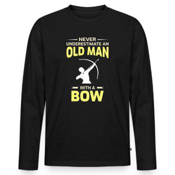 Archery Funny Sayings Bow Arrow Archer Old Man - Men's Premium Organic Long Sleeve Shirt - black - Front - Nico (187cm)