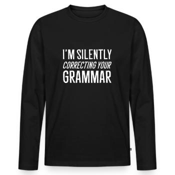 Grammaire à correction silencieuse Grammaire Nazi Gesch - T-shirt manches longues Premium bio Homme - noir - Devant - Nico (187cm)