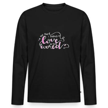 Self Care Love Cadeau spirituel et conscient - T-shirt manches longues Premium bio Homme - noir - Devant - Nico (187cm)
