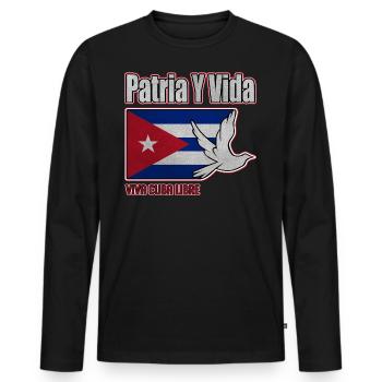 Cuba Flag, Viva Cuba Libre, Patria Y Vida, Cuba - Männer Premium Bio Langarmshirt - Schwarz - Vorne - Nico (187cm)