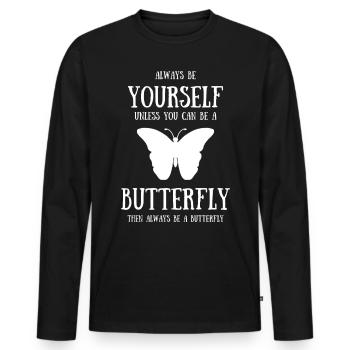 schmetterling falter flügel insekten - Männer Premium Bio Langarmshirt - Schwarz - Vorne - Nico (187cm)