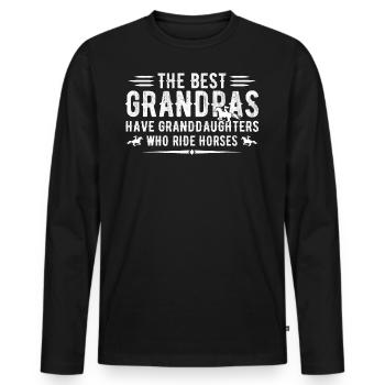 Die besten Opas haben Enkeltöchter, die reiten - Männer Premium Bio Langarmshirt - Schwarz - Vorne - Nico (187cm)
