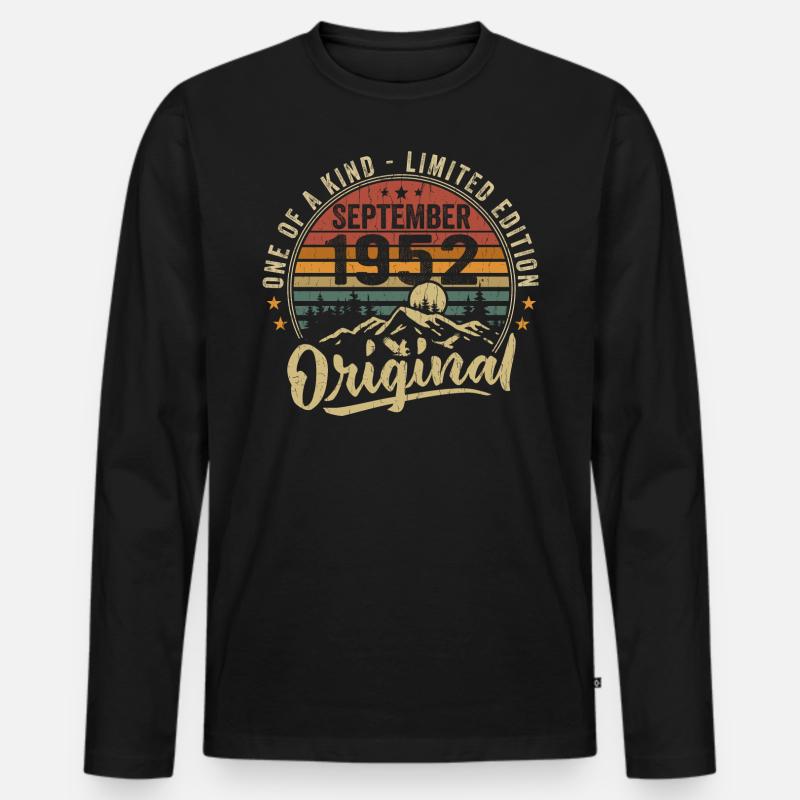 Geburtstag September 1952 - geboren im September 1952 - Männer Premium Bio Langarmshirt - Schwarz
