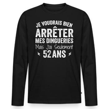 52nd Birthday Gift Funny 52 Years - Men's Premium Organic Long Sleeve Shirt - black - Front - Nico (187cm)