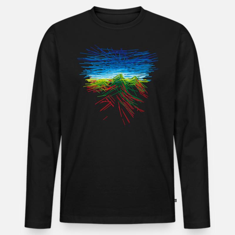 Der Berg - Männer Premium Bio Langarmshirt - Schwarz
