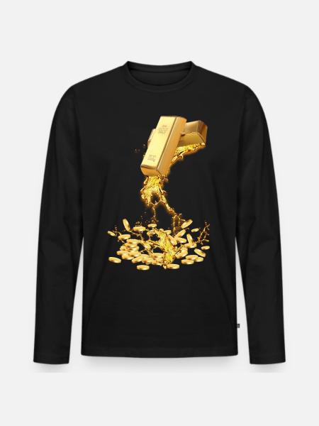 Melting Gold - Men's Premium Organic Long Sleeve Shirt - black