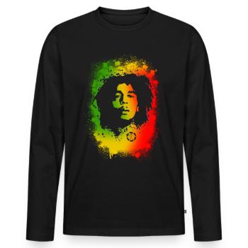 Ondoyance - Schablone rasta - Männer Premium Bio Langarmshirt - Schwarz - Vorne - Nico (187cm)