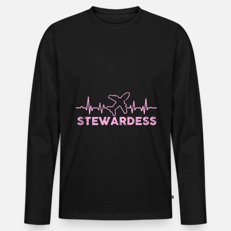 Flight Attendant Stewardess - Männer Premium Bio Langarmshirt - Schwarz