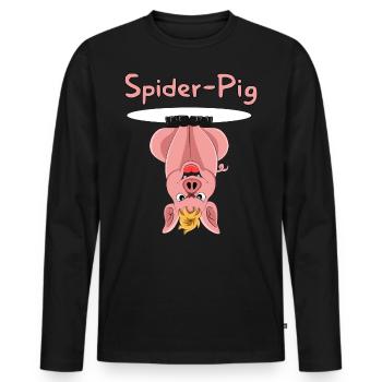 Spider-Pig - Männer Premium Bio Langarmshirt - Schwarz - Vorne - Nico (187cm)