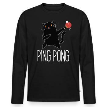 Table Tennis Katze Pingpong Black Cat Outfit - Men's Premium Organic Long Sleeve Shirt - black - Front - Nico (187cm)