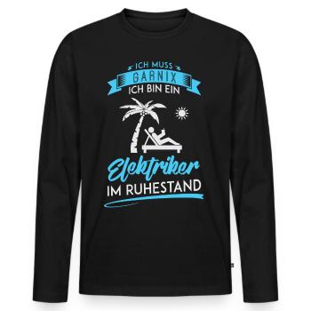 ELEKTRIKER RUHESTAND / HANDWERK - Männer Premium Bio Langarmshirt - Schwarz - Vorne - Nico (187cm)