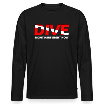 Dive Right Here Right Now Diver Taucher - Männer Premium Bio Langarmshirt - Schwarz - Vorne - Nico (187cm)