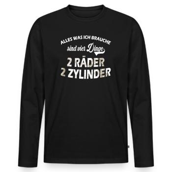 Motorrad - 2 Räder 2 Zylinder Spruch - Männer Premium Bio Langarmshirt - Schwarz - Vorne - Nico (187cm)