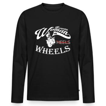 Motorcycle woman design biker motorcyclist - Men's Premium Organic Long Sleeve Shirt - black - Front - Nico (187cm)