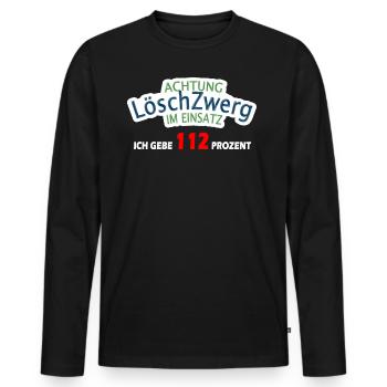 Jugendfeuerwehr Löschzwerg im Einsatz - Männer Premium Bio Langarmshirt - Schwarz - Vorne - Nico (187cm)